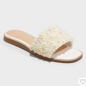 Women's Jasmine Pearl Slide Sandals with Memory Foam Insole - A New Day™